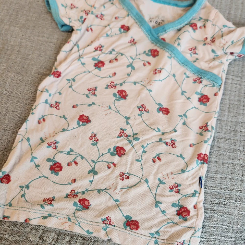 KICKEE Bamboo 2 Piece Set Kimono Floral Vines Short Sleeve pajamas 2t months